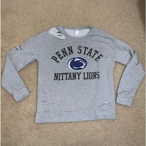 Grey Penn State Ripped Crew Neck Sweatshirt
